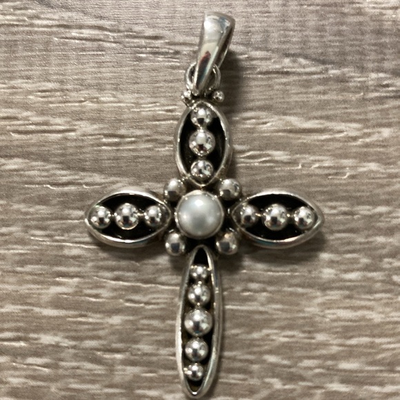 Silpada Jewelry - Silpada Sterling Silver and Freshwater Pearl Cross Pendant